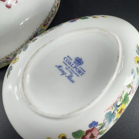 COALPORT MING ROSE Egg Shape Bone China Trinket Box England Floral Pattern VTG - Picture 7 of 16